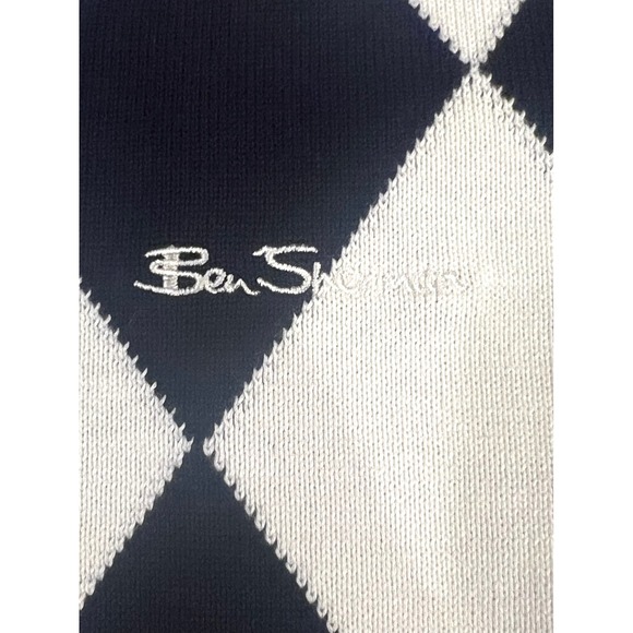 Ben Sherman Mens Argyle V Neck Sweater Vest Navy White Size M Signature - Picture 6 of 9